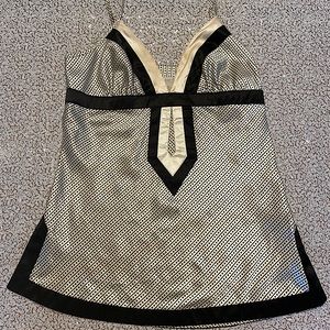 Charlotte Russe Black and Cream Women's Top Blouse Spagetti Strap